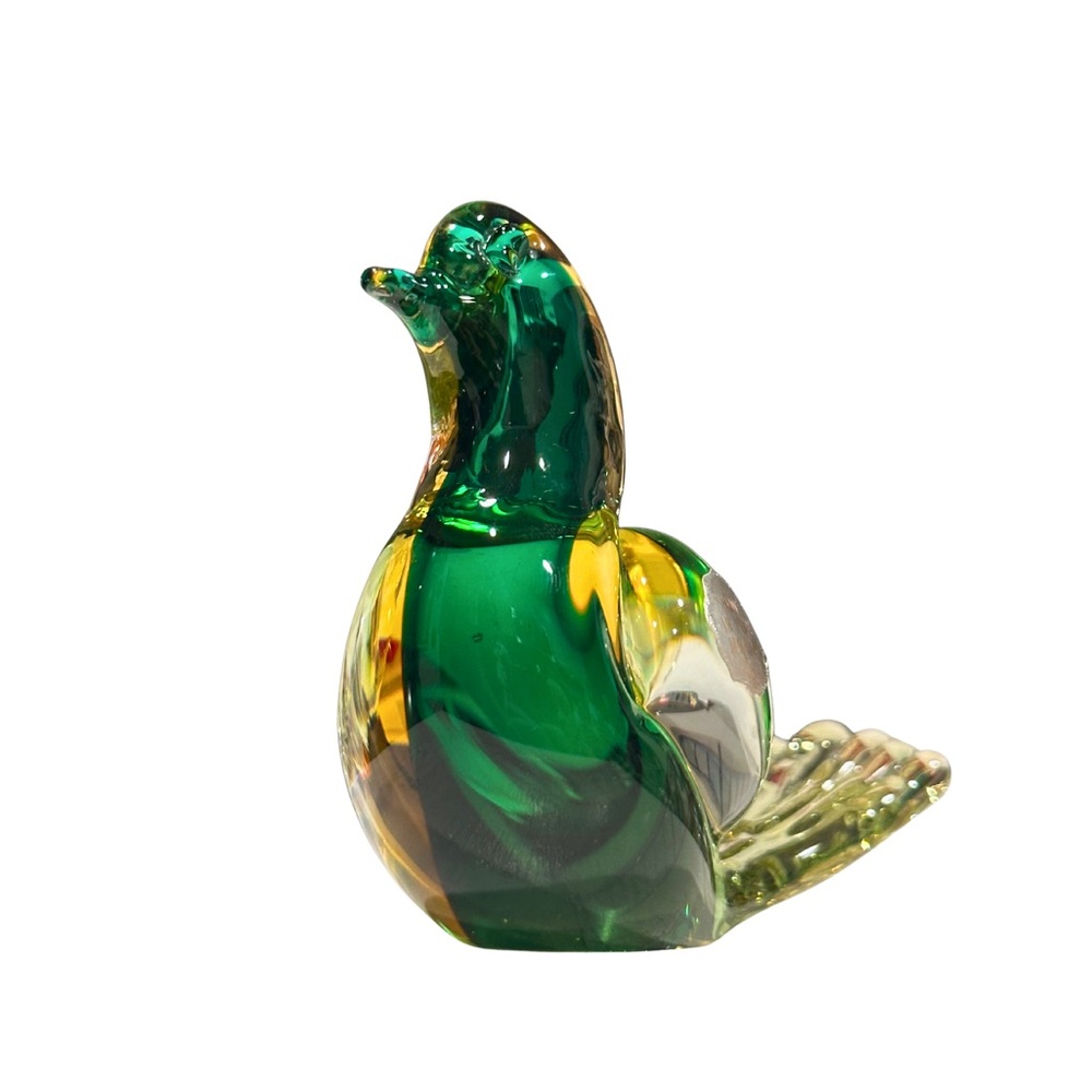 VTG Murano Green and Yellow Glass Bird Figurine - Picture 3 of 9